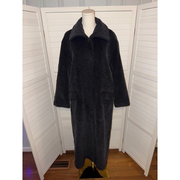 Steilmann Saks Fifth Avenue Wool Mohair Blend Long Coat Size 10 Charcoal Gray - Picture 2 of 7
